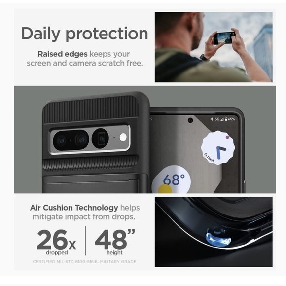 Spigen Pixel 7 Pro Slim Armor CS Case Black New in Box - Picture 4 of 16